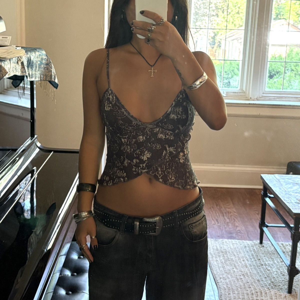 Vintage Motel Rocks Cojira Mesh Top Abstract Paisley Print Size XS / US 0-2 / IT 36-38 - 1 Thumbnail