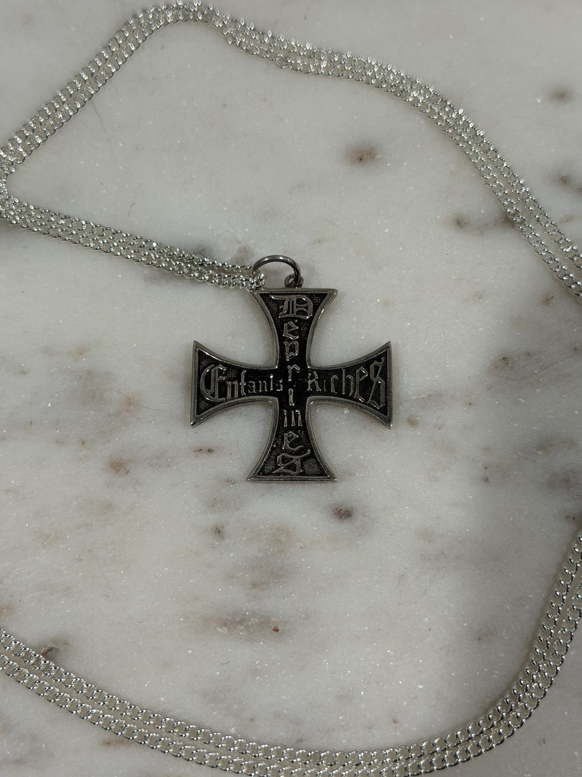 Enfants Riches Deprimes Enfants Riches Deprimes Silver Cross Gothic Logo Necklace Size ONE SIZE - 5 Thumbnail