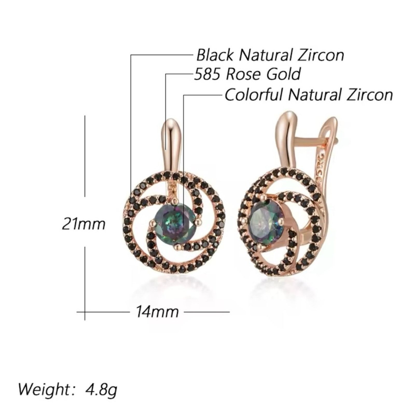 Other 585 Rose Gold Color Drop Earrings for Women Shiny Colourful Size ONE SIZE - 4 Thumbnail