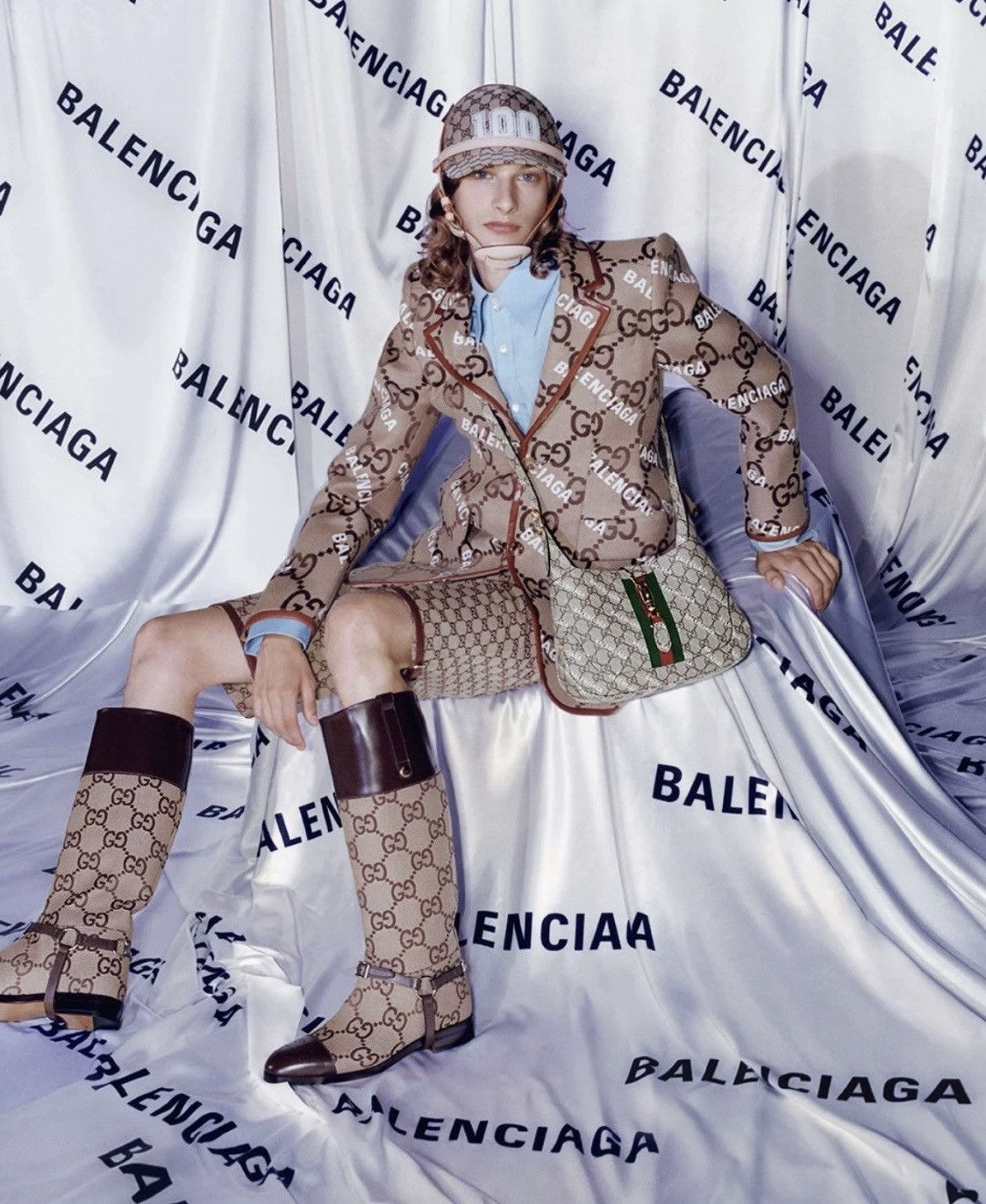 Gucci GG CANVAS & LEATHER KNEE BOOTS Size US 10 / EU 43 - 10 Thumbnail