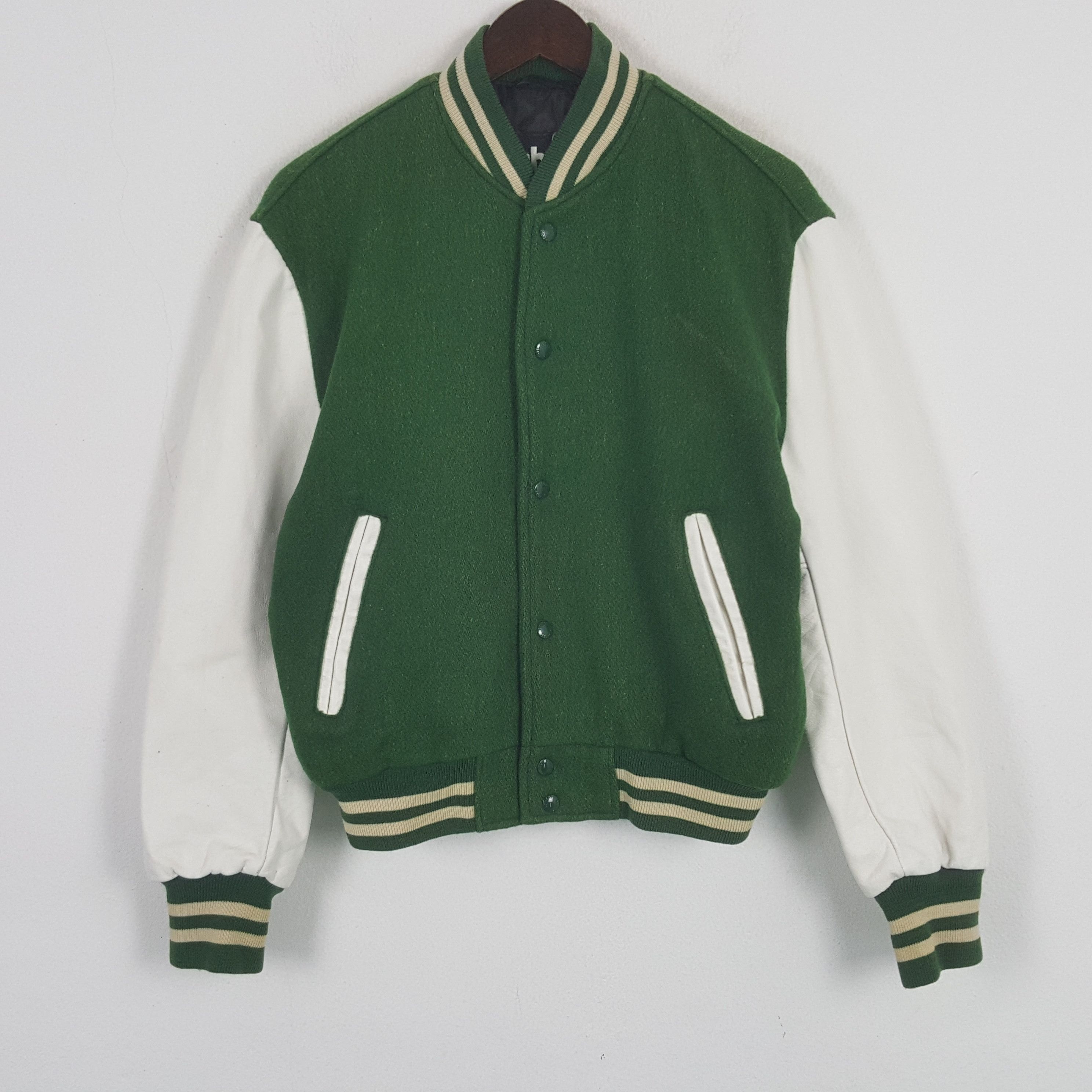 Schott × Vintage Vintage Schott USA Patch Varsity Leather Sleeve Jacket Size US M / EU 48-50 / 2 - 3 Thumbnail