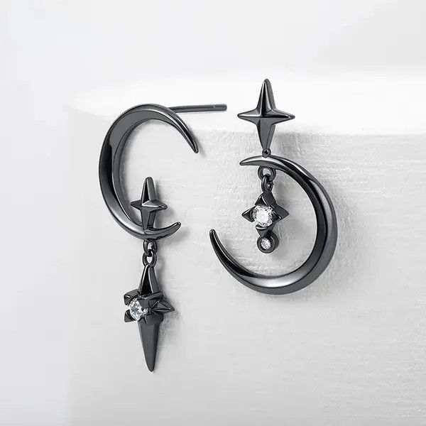 Japanese Brand × Vintage Needle Crystal Earrings Moon Size ONE SIZE - 4 Thumbnail