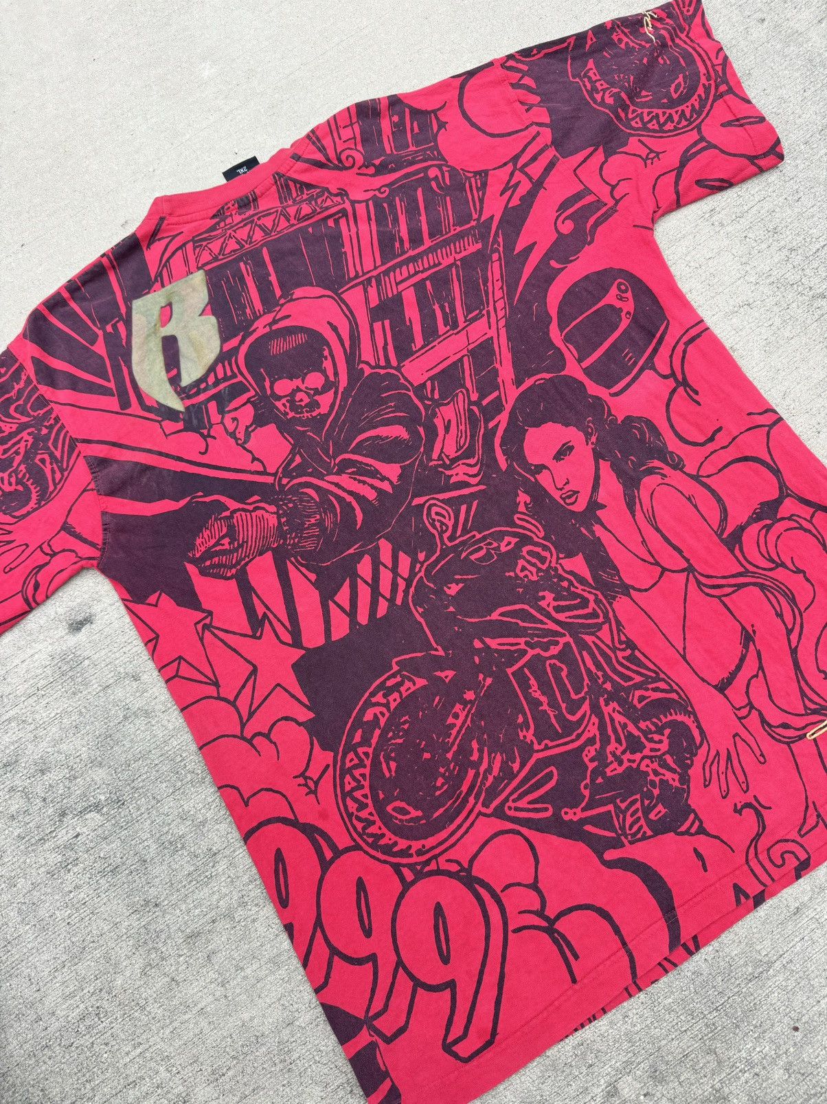 Rap Tees × Ruff Ryders × Vintage Y2k DMX’s Ruff Ryders AOP grail motorcycle, babe, skull Size US XXL / EU 58 / 5 - 8 Thumbnail