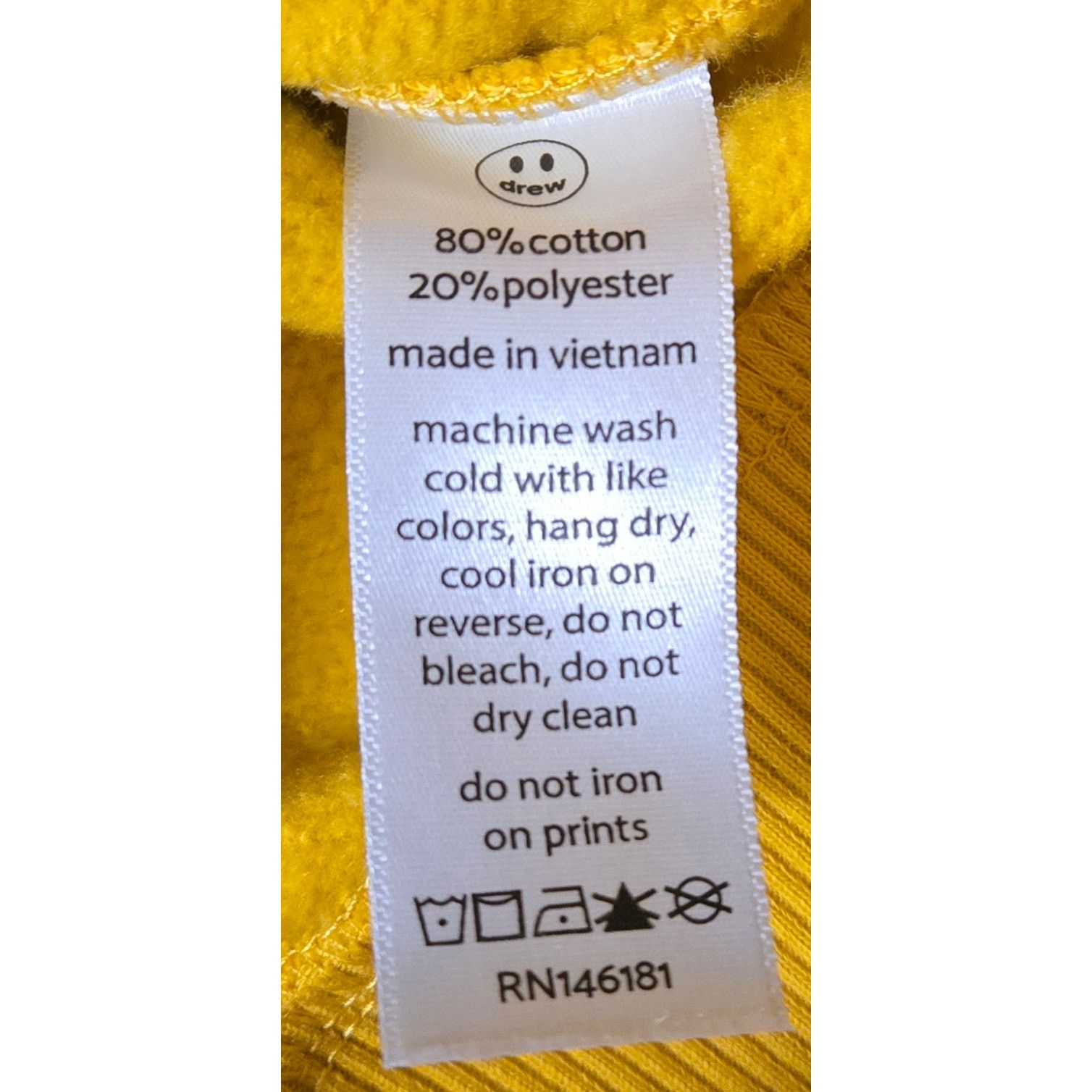 Drew House Drew House Oversized Med Yellow Mascot Heavyweight Hoodie Size US M / EU 48-50 / 2 - 2 Thumbnail