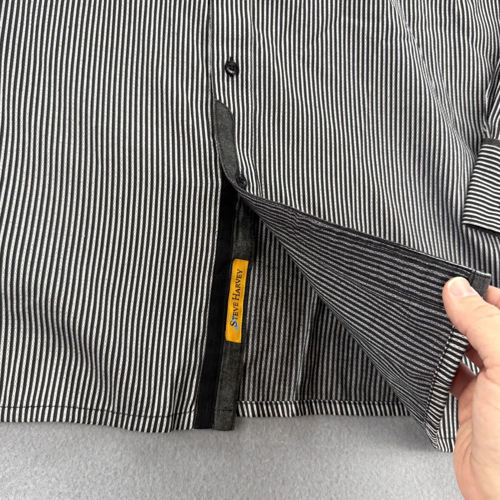 Vintage Steve Harvey Shirt Mens XL Black White Pinstripe Button Up Long Sleeve Signature Size US XL / EU 56 / 4 - 4 Thumbnail