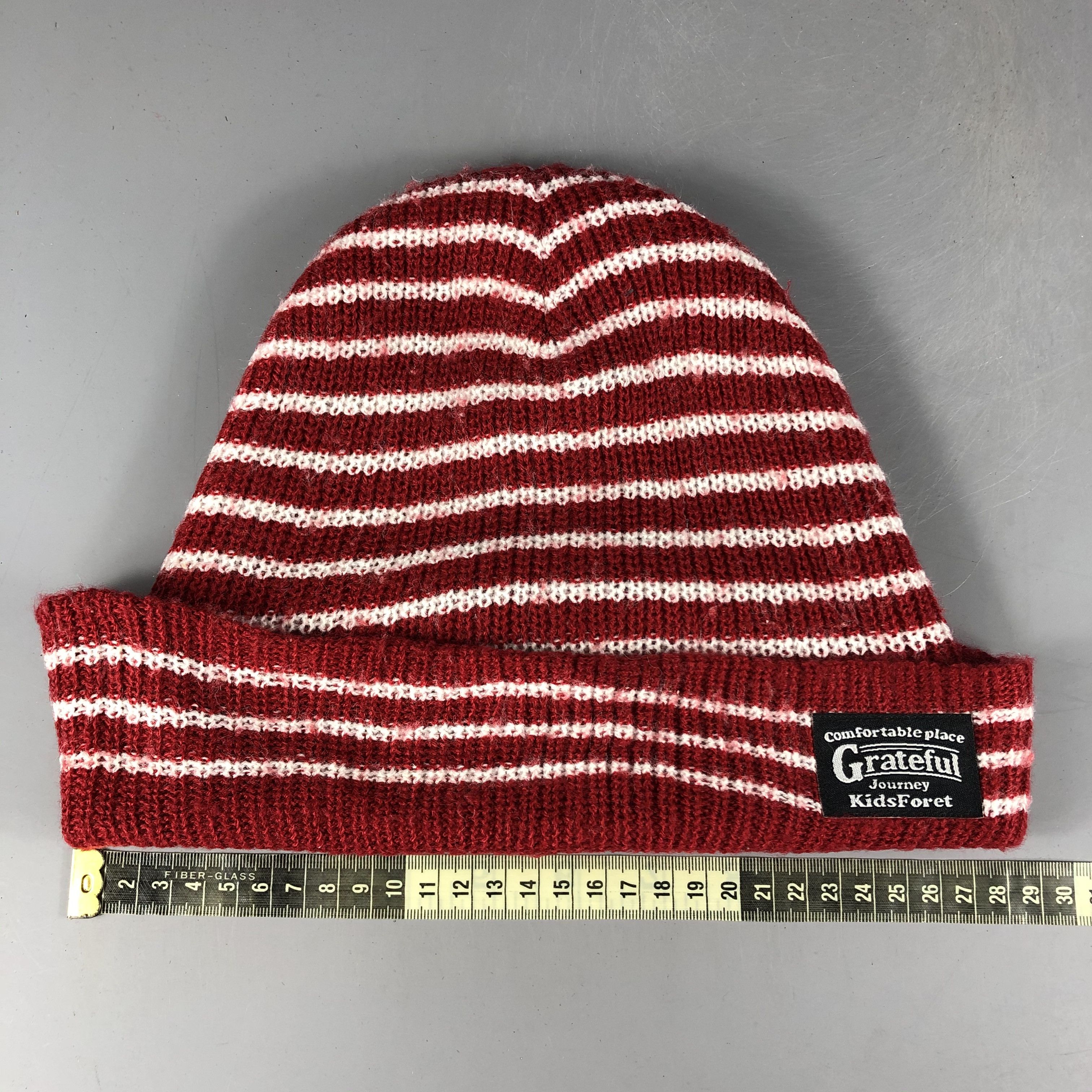 Vintage Kids Grateful Journey Stripe Beanie Snow Hat Snow Cap -D930 Size ONE SIZE - 4 Thumbnail