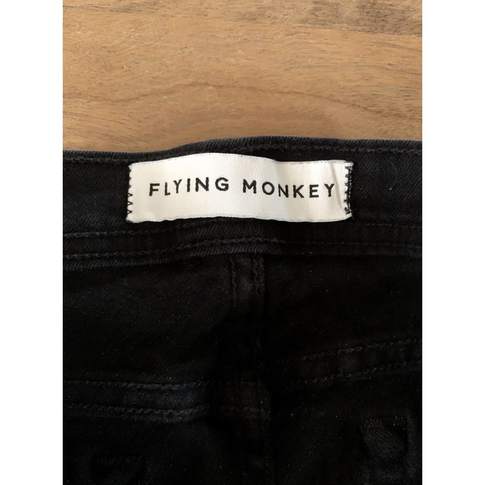 Vintage VINTAGE Flying Monkey Rose Embroidered Jeans Women’s 25x25 Black Floral Skinny Low Rise Size 42" / US 20 - 4 Thumbnail