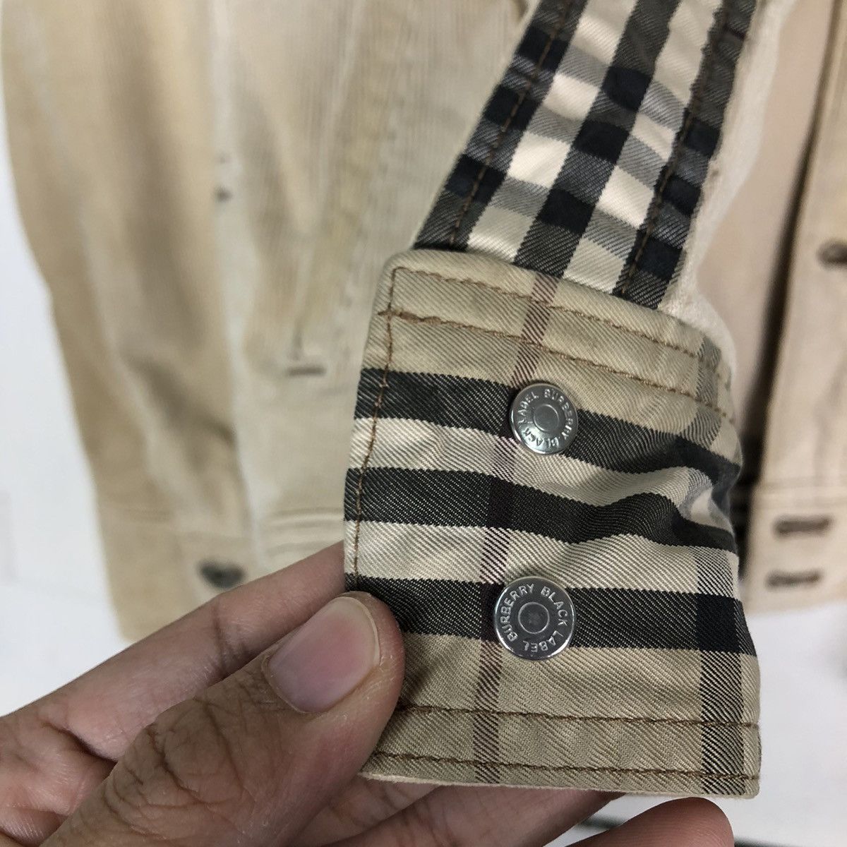 Burberry 🔥Vtg Cropped Biker Jacket Corduroy Burberry Nova Check Size US M / EU 48-50 / 2 - 15 Thumbnail