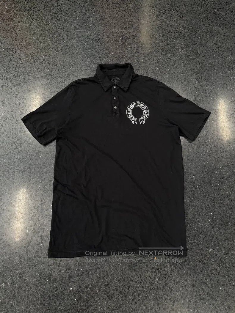 Chrome Hearts CHROME HEARTS Size XL Black short-sleeve polo with horsesho Size US XL / EU 56 / 4 - 1 Thumbnail