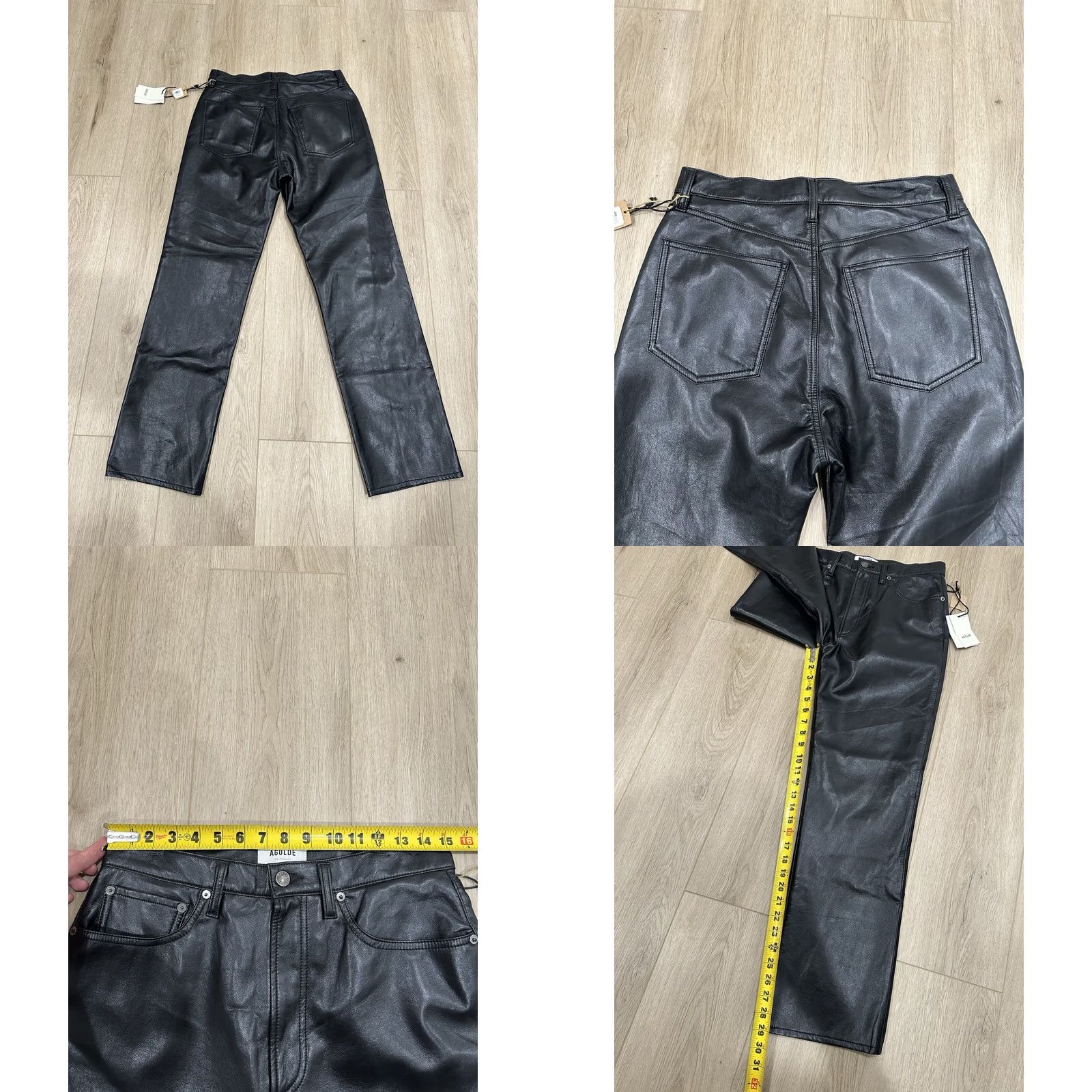 Agolde AGOLDE Black Recycled Leather 90's Pinch Waist Detox Jeans Trousers 29 Size 29" - 9 Thumbnail