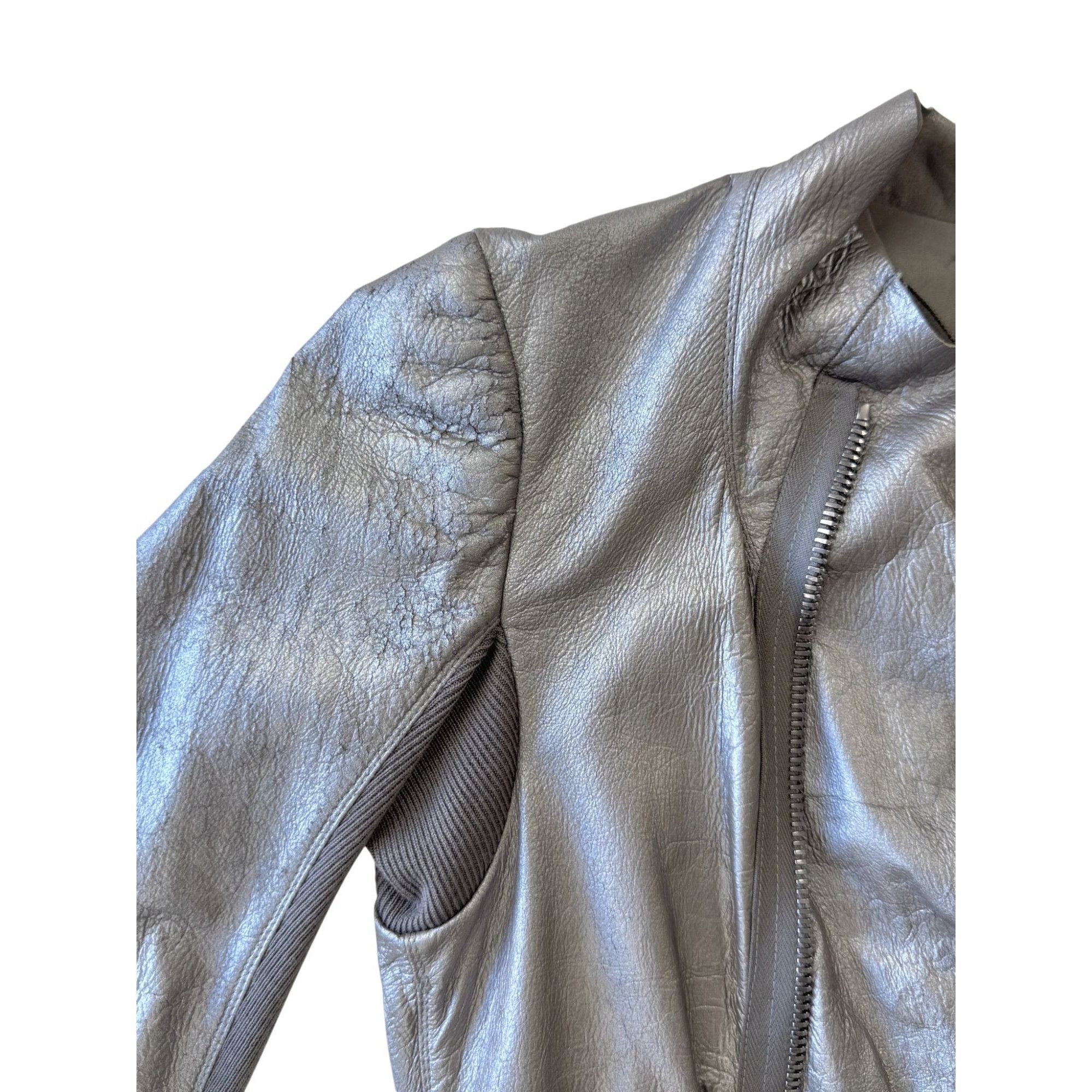 Rick Owens Rick Owens S/S18 'DIRT' Warm Silver Cowl Neck Biker Jacket Size XS / US 0-2 / IT 36-38 - 4 Thumbnail