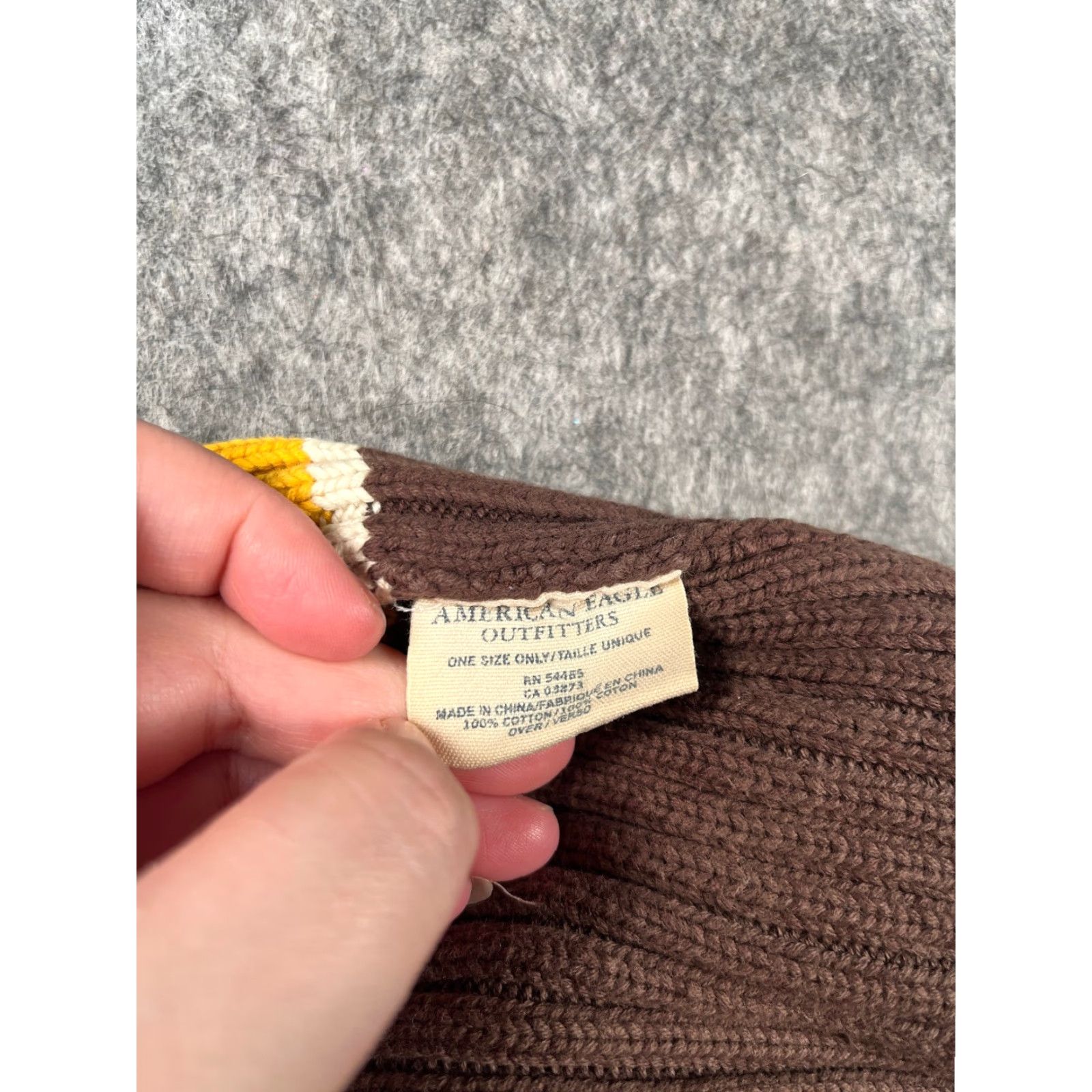 American Eagle Outfitters American Eagle Outfitters Beanie Hat Adult One Size Brown Cotton Knit Size ONE SIZE - 6 Thumbnail