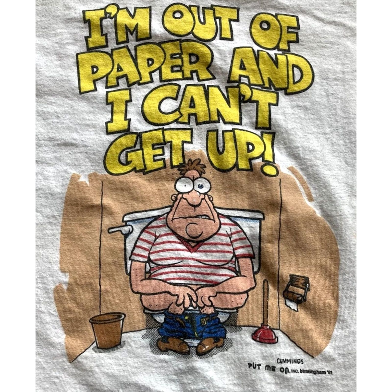 Vintage VINTAGE 90s Funny Cartoon Shirt Mens XL Long Sleeve Toilet Paper Bathroom Cummings Size US XL / EU 56 / 4 - 4 Thumbnail