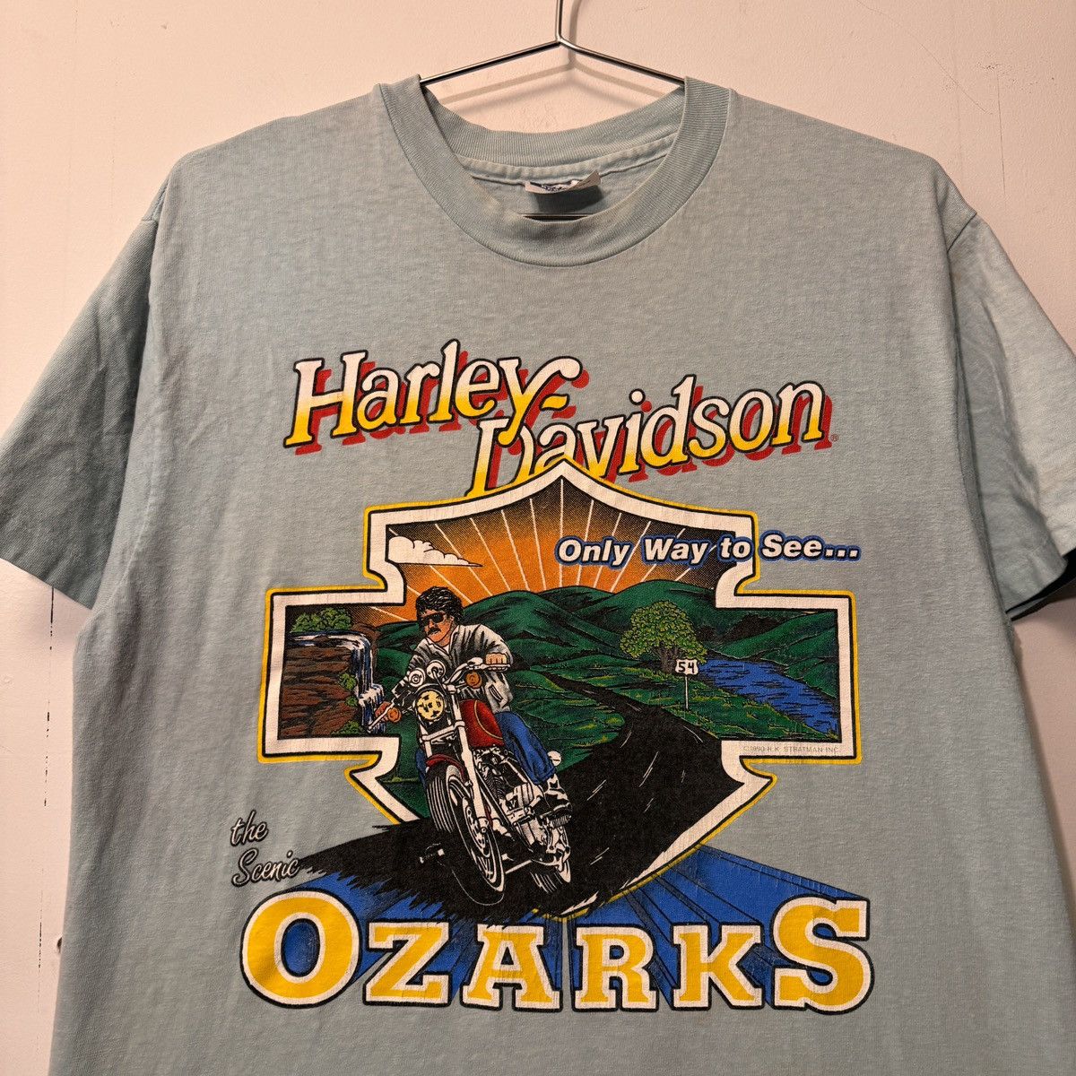 Harley Davidson Vintage 90s Harley Davidson Faded Blue Ozarks Tee Size US L / EU 52-54 / 3 - 5 Thumbnail