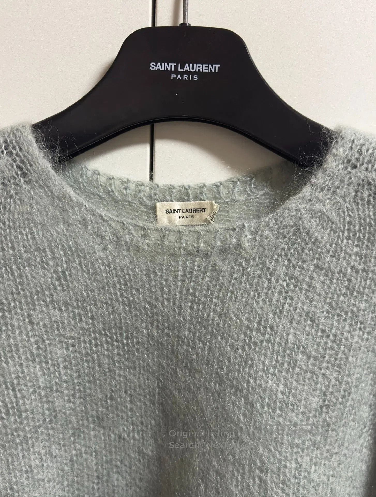 Saint Laurent Paris Saint Laurent Light Blue Cropped Mohair Sweater XS. Size XS / US 0-2 / IT 36-38 - 2 Thumbnail