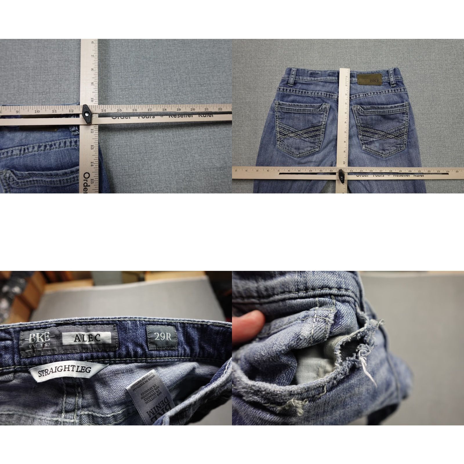 Vintage Buckle Jeans Mens 29x31 Blue Alec Straight Western Thick Stitch Cowboy Stretch Jeans Size US 29 - 8 Thumbnail