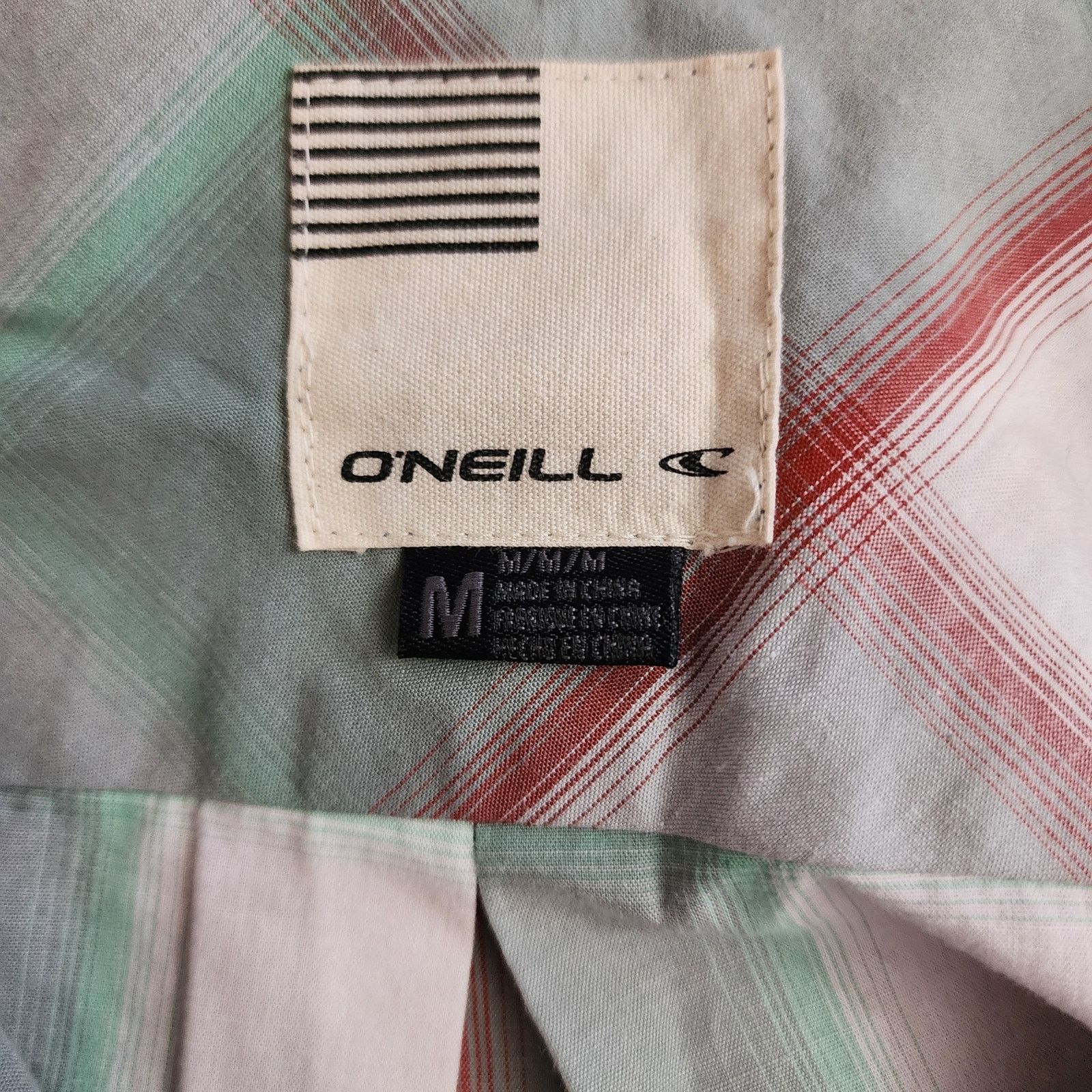 O'Neill O'Neil Medium Plaid Shirt White w/ Red Stripes - Size US M / EU 48-50 / 2 - 5 Thumbnail