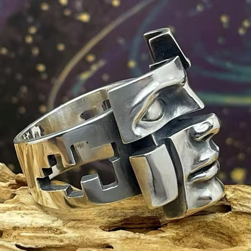 Jewelry × Vintage Adjustable Splitter Human Face Ring Size ONE SIZE - 3 Thumbnail