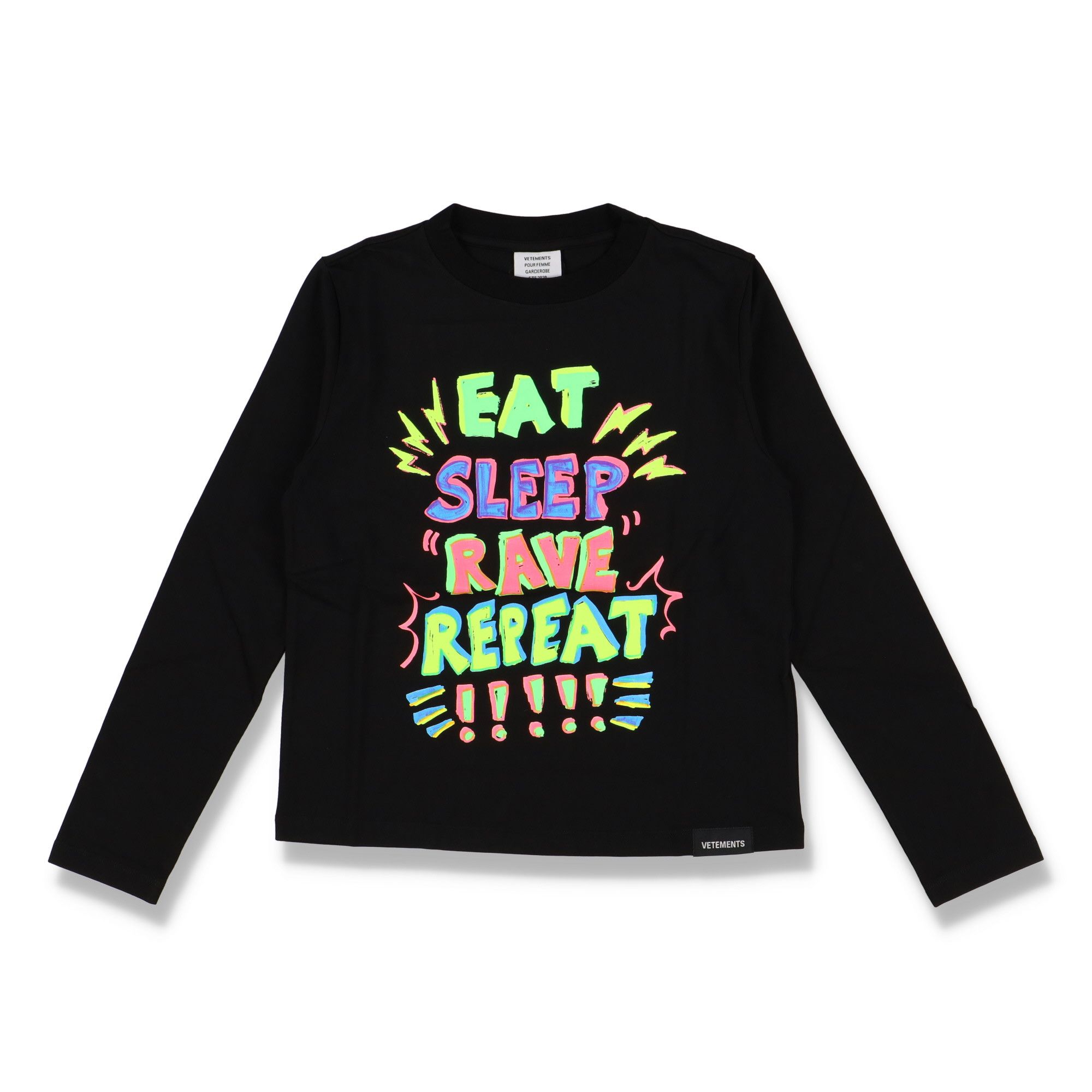 Vetements Black Eat Sleep Rave Repeat Long Sleeve Top Size S / US 4 / IT 40 - 1 Thumbnail