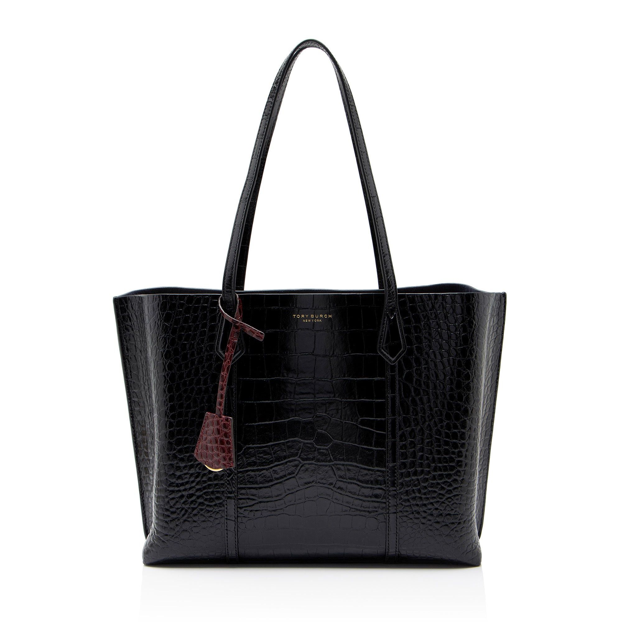 Tory Burch Tory Burch Croc Embossed Leather Perry Triple Compartment To Size ONE SIZE - 1 Thumbnail