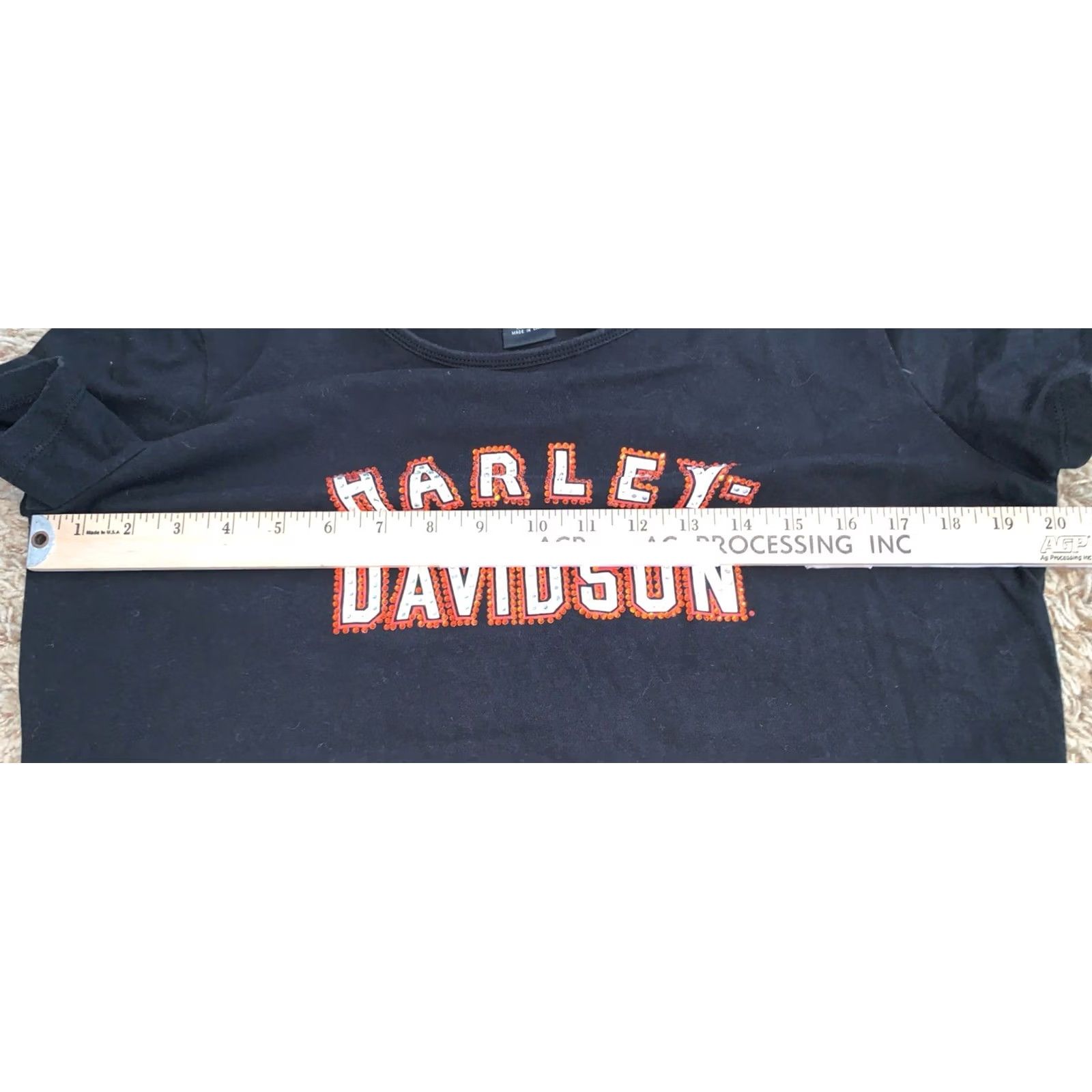 Harley Davidson Harley-Davidson T-Shirt Harley-Davidson Logo Rhinestone Short Sleeve Black XL Women Slim Regular Cotton Knit Size XL / US 12-14 / IT 48-50 - 7 Thumbnail