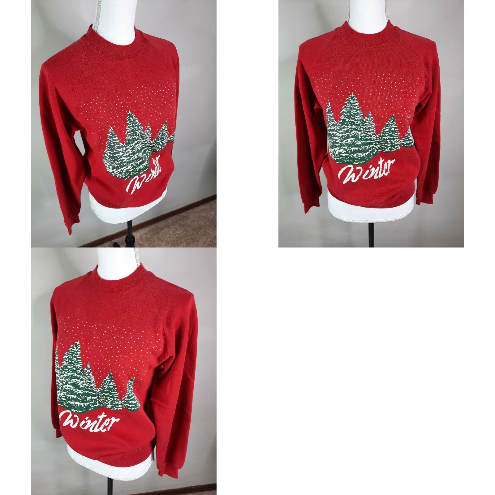 Jerzees VINTAGE Jerzees Raglan Sweatshirt M Red Winter Ugly Christmas USA 50/50 Mens Size XXS / US 00 / IT 34 - 8 Thumbnail