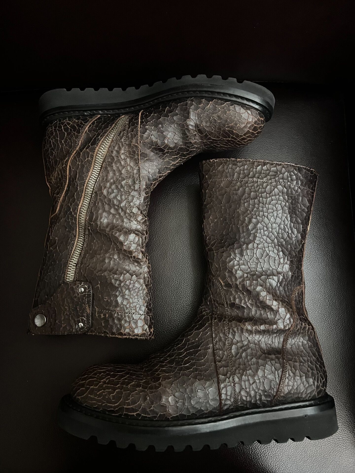 Rick Owens Rick Owens Cracked Leather Military Boots Size US 7 / EU 40 - 1 Thumbnail