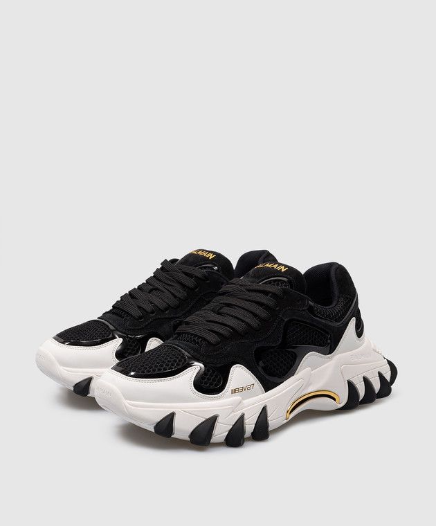 Balmain o1s1wg110425 B-East Low-Top Sneakers in White Black Size US 8 / EU 41 - 2 Thumbnail