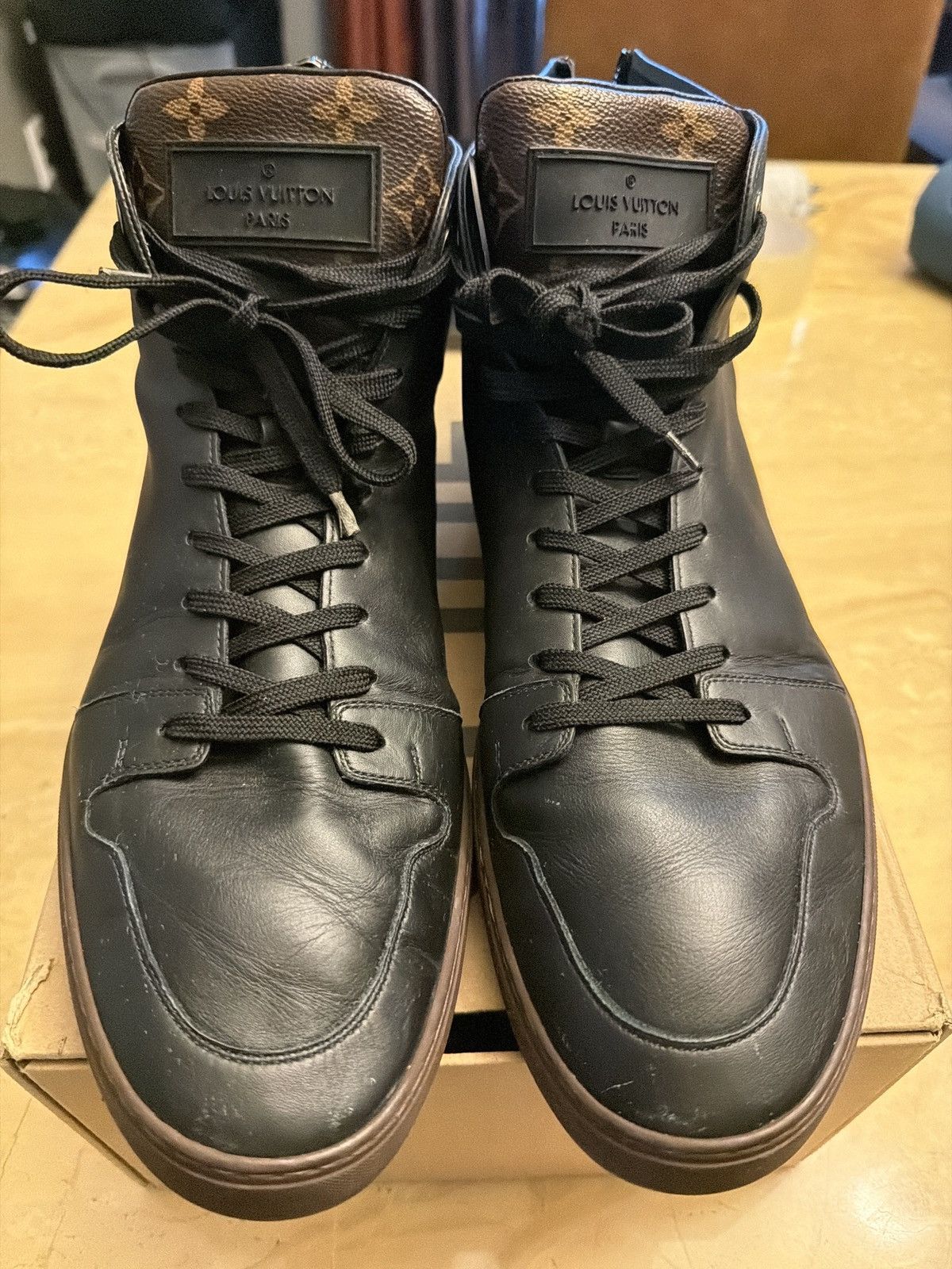 Louis Vuitton Louis Vuitton Black Monogram High-Top Sneakers Size US 11 / EU 44 - 1 Thumbnail