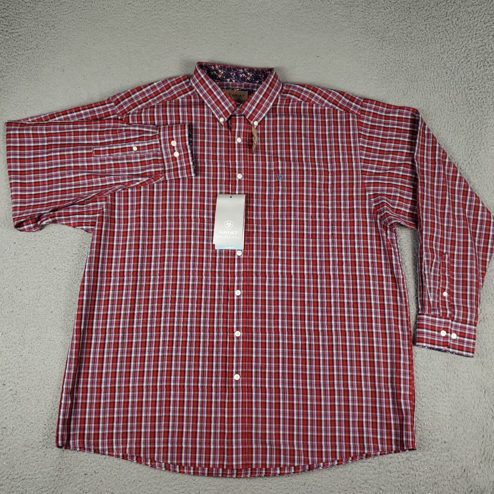 Ariat Ariat Men's Shirt 2XL Red Plaid Button-Up Long Sleeve Casual Shirt Size US XXL / EU 58 / 5 - 2 Thumbnail