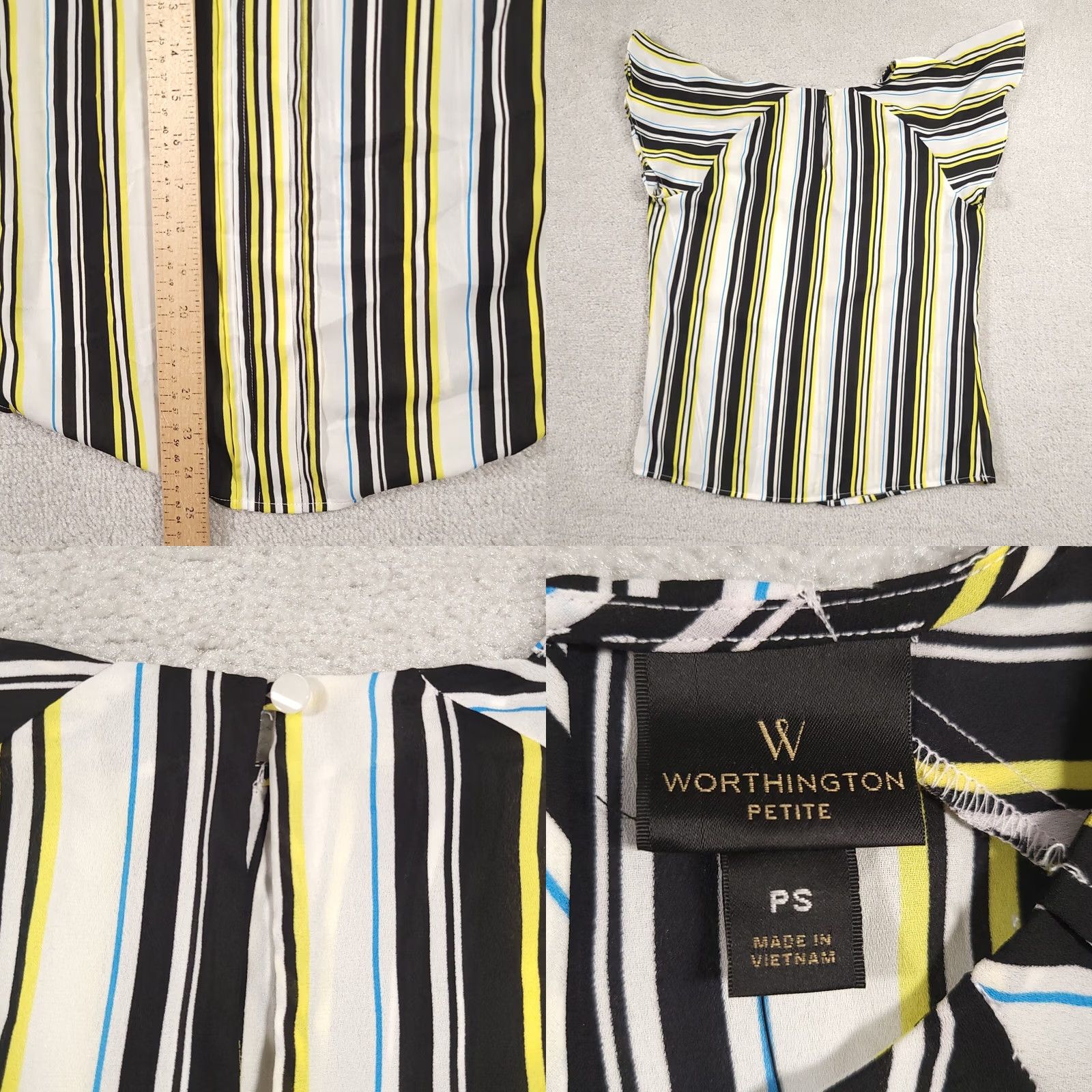 Worthington Worthington Women's PS Petite Blouse Short Sleeved Vertical Stripe Multicolor Shirt Size S / US 4 / IT 40 - 8 Thumbnail