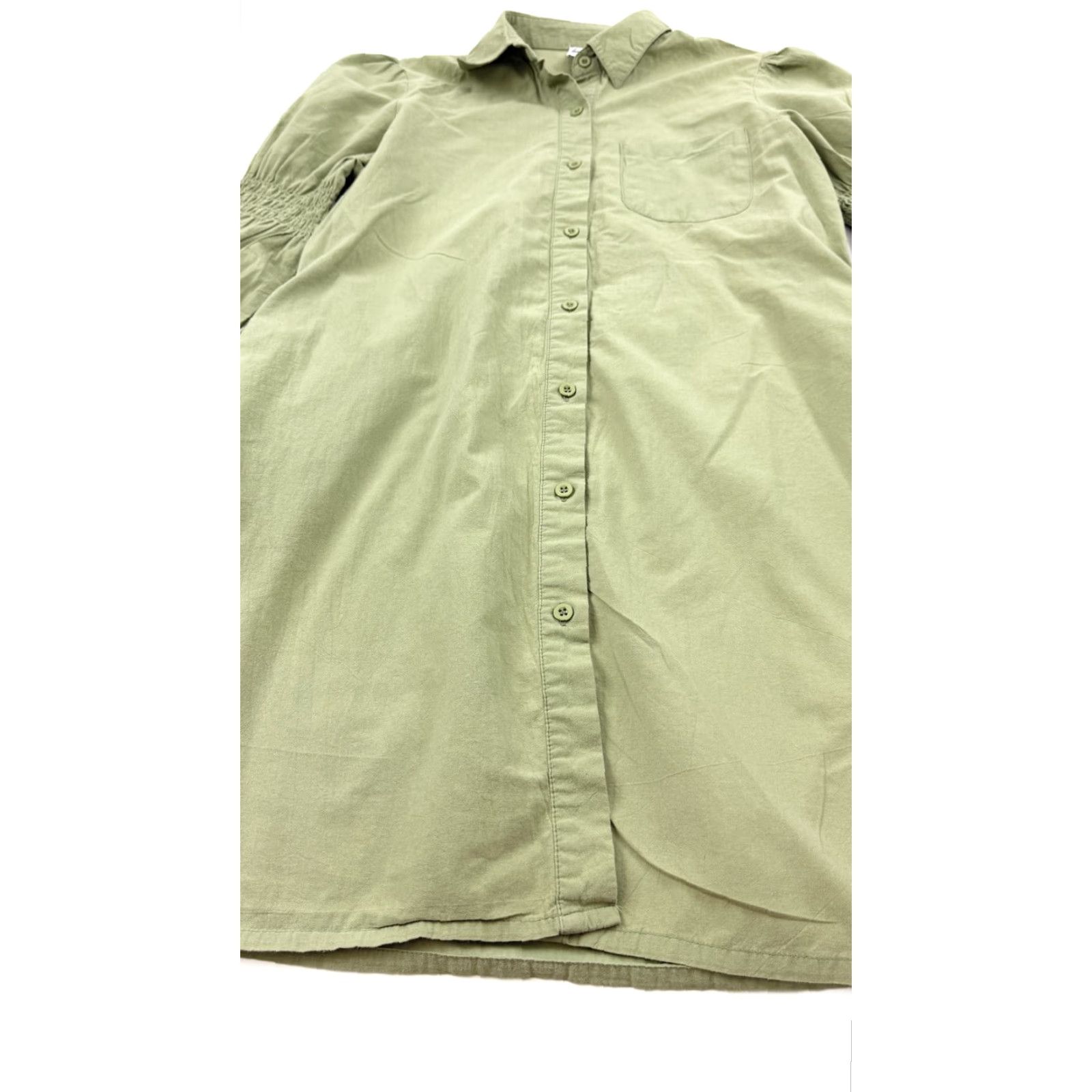Vintage Lola May Dress Womens 8 Green Button Front Long Sleeve Pocket Shirt 100% Cotton Size M / US 6-8 / IT 42-44 - 2 Thumbnail