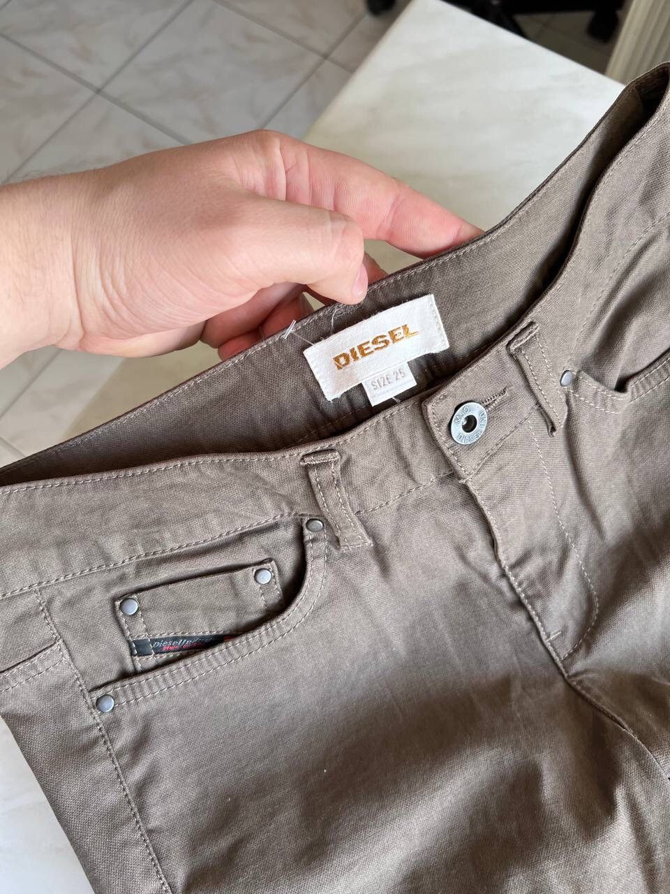 Diesel × Vintage DIESEL Vintage Y2K Belt Flare Low waist pants khaki zip down Size 25" / US 0 / IT 36 - 6 Thumbnail