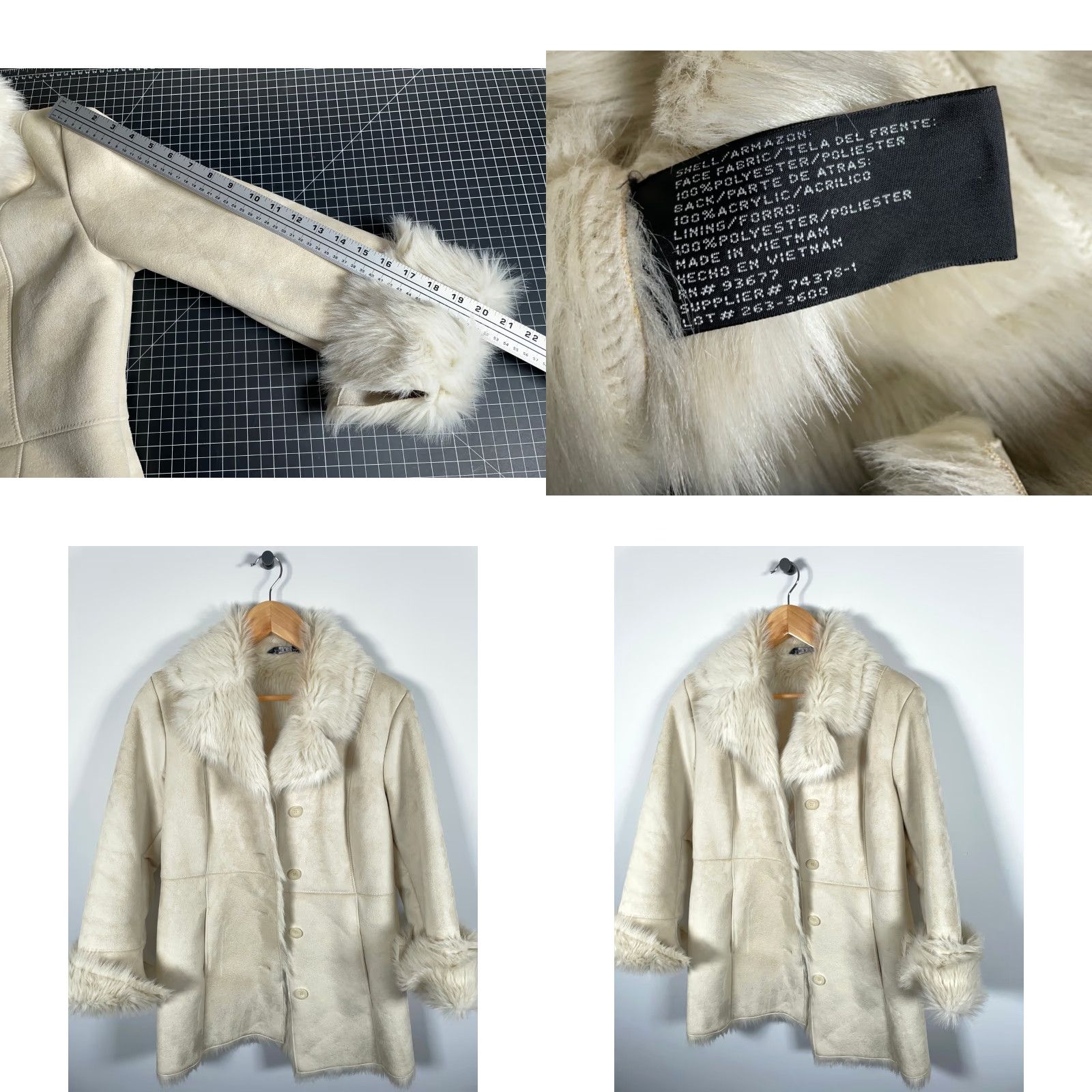 Vintage VINTAGE MixIt Penny Lane Style Coat Women's Medium Off-White Faux Fur Trim Retro Mod Size M / US 6-8 / IT 42-44 - 8 Thumbnail