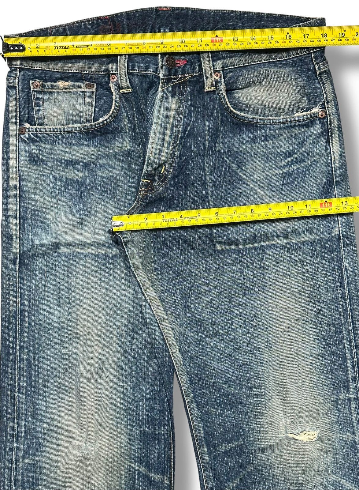 Edwin Edwin 504 Vintage Distressed Straight Jeans With Faded Wash Size US 36 / EU 52 - 16 Thumbnail