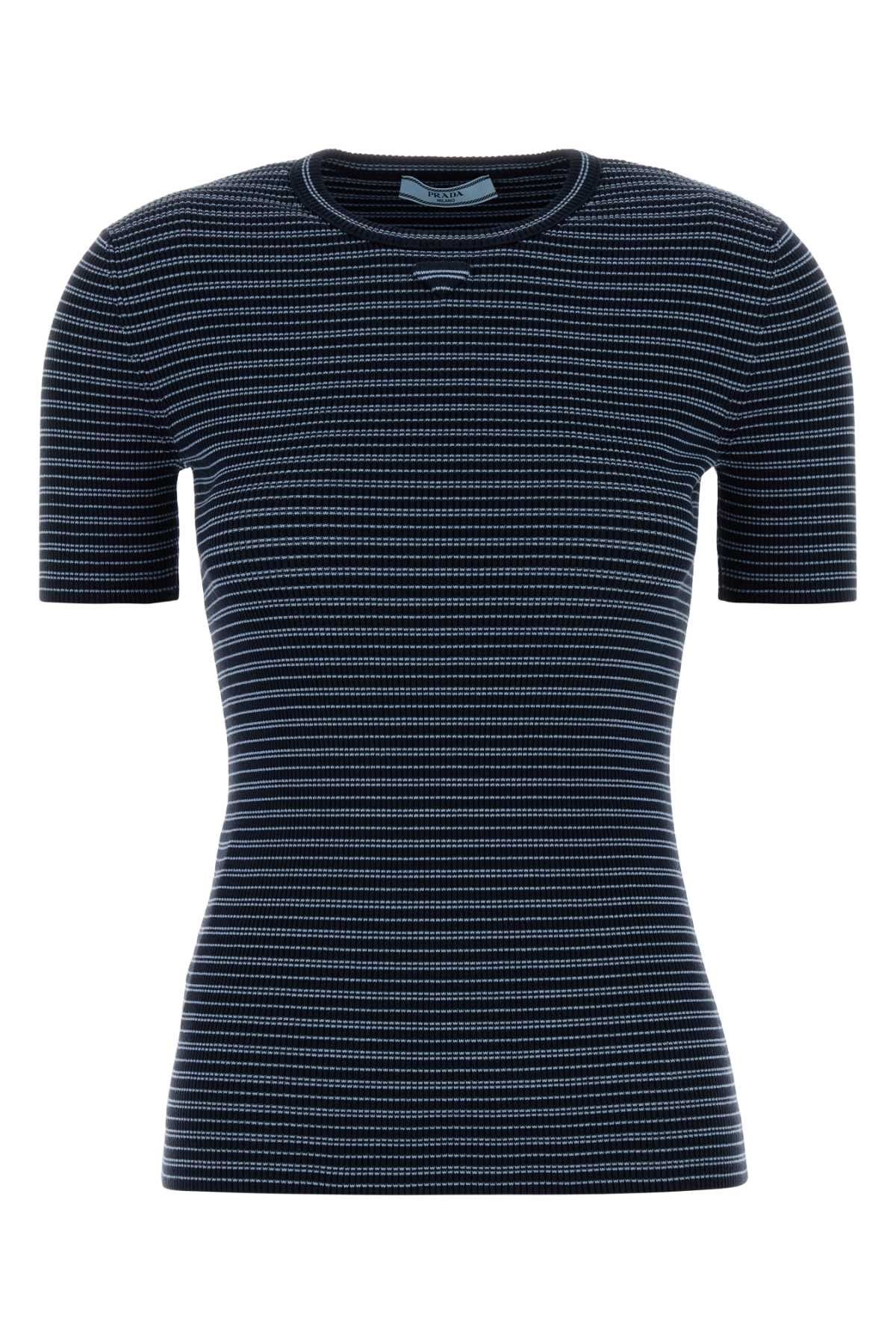 Prada Embroidered Stretch Cotton Blend T-Shirt Size M / US 6-8 / IT 42-44 - 1 Thumbnail