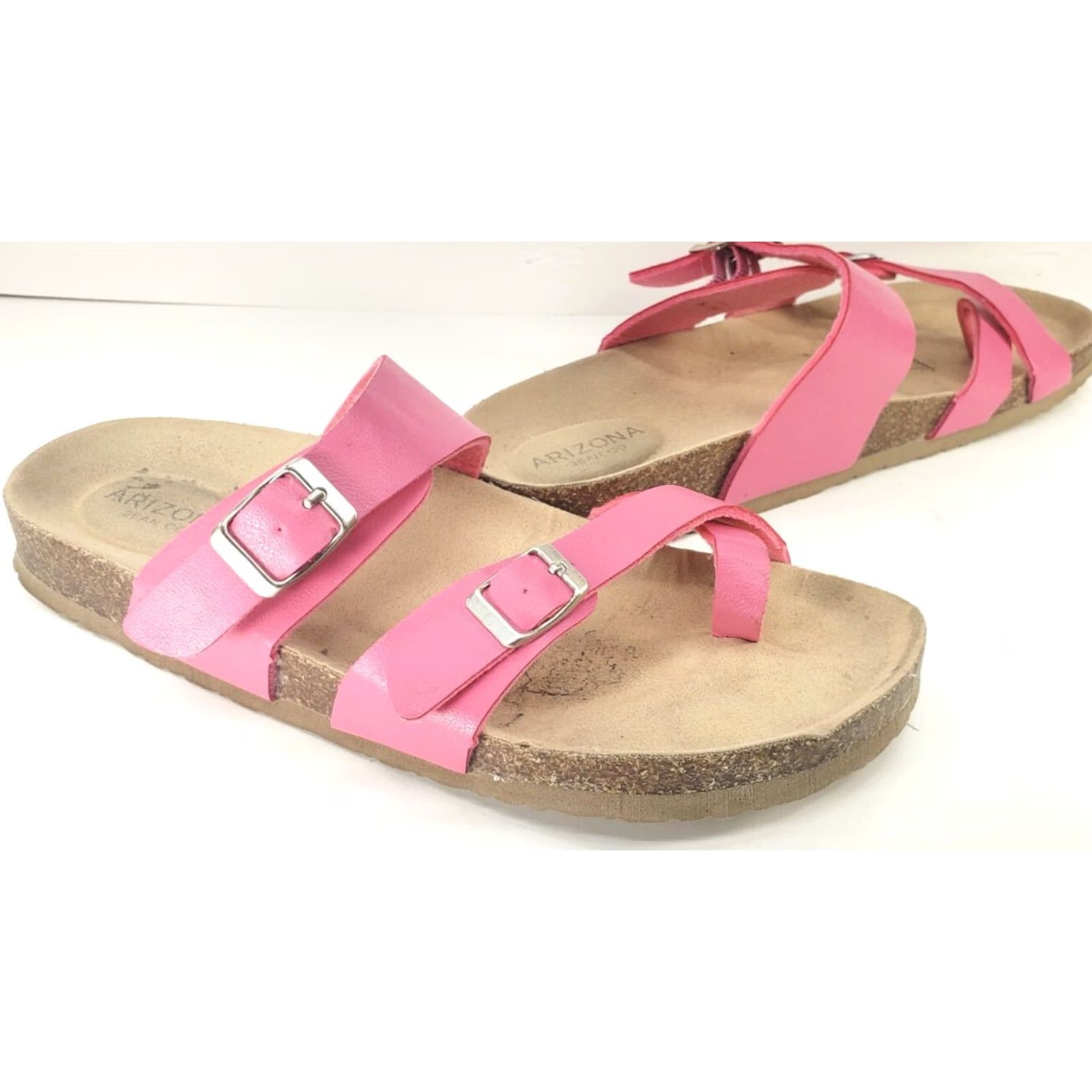 Vintage Arizona Jeans Co. Womens 9M Pink Fairhaven Slip On Footbed Sandals Cork Shoes Size 30" / US 8 / IT 44 - 2 Thumbnail