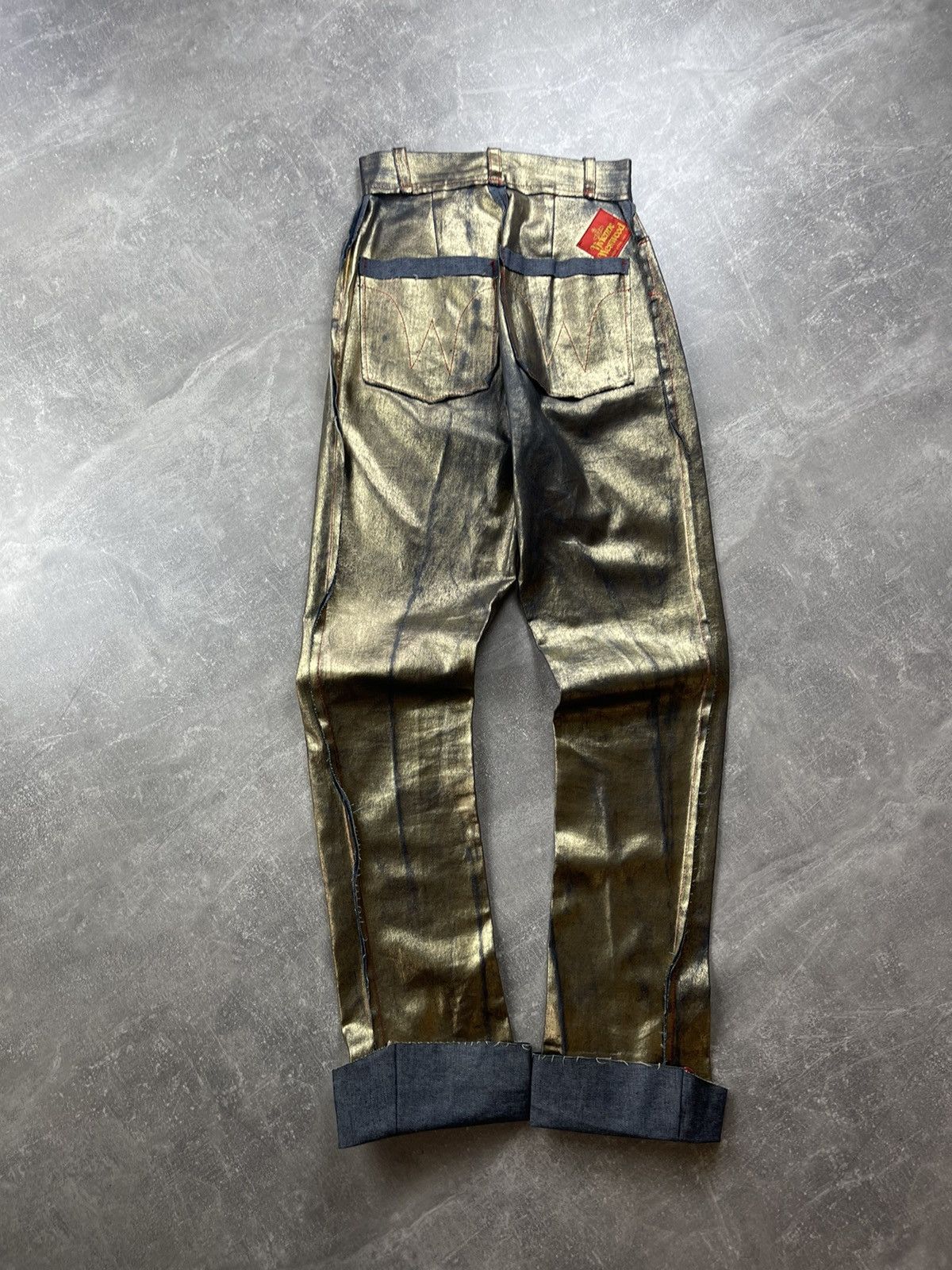 Vintage × Vivienne Westwood Vivienne Westwood Red Label Gold Foil Jeans Runway Archives Size 26" / US 2 / IT 38 - 2 Thumbnail