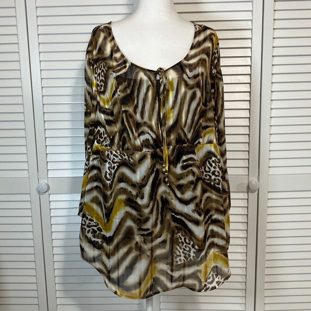 Other Jaclyn Smith Vintage Animal 3/4Sleeve Women Chiffon Blouse1X Size XL / US 12-14 / IT 48-50 - 1 Thumbnail