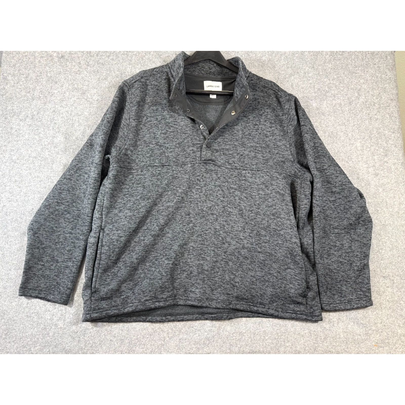 Lands' End Lands' End Sweater Mens 2XL Heather Gray Fleece Snap Mock Neck Pullover shirt Pullover Mens 2XL Gray Black Friday 90s? Size US XXL / EU 58 / 5 - 4 Thumbnail