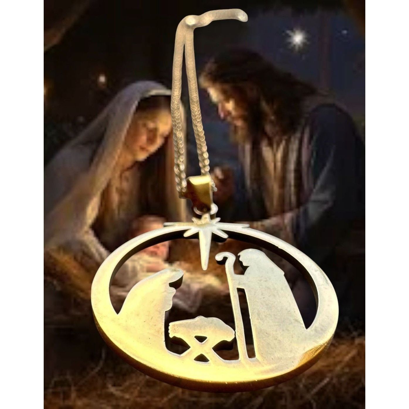Handmade Nativity Scene Necklace Baby Jesus Jerusalem Christmas New 1 Size ONE SIZE - 3 Thumbnail