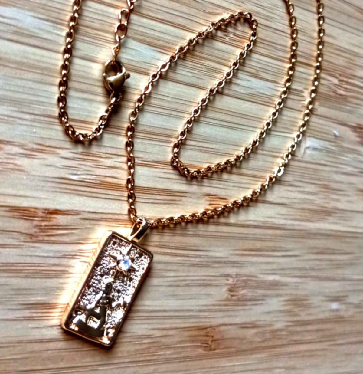 Designer × Vintage Vintage Engraved Tarot Card Crystal 14K Gold Necklace Unique Size ONE SIZE - 4 Thumbnail