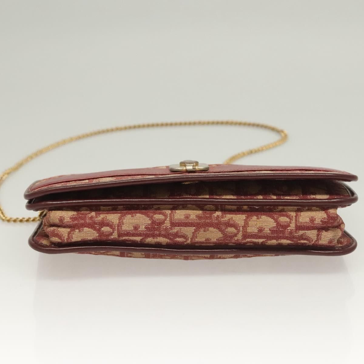 Dior DIOR Trotter Canvas Chain Shoulder Bag Red Gold Size ONE SIZE - 9 Thumbnail