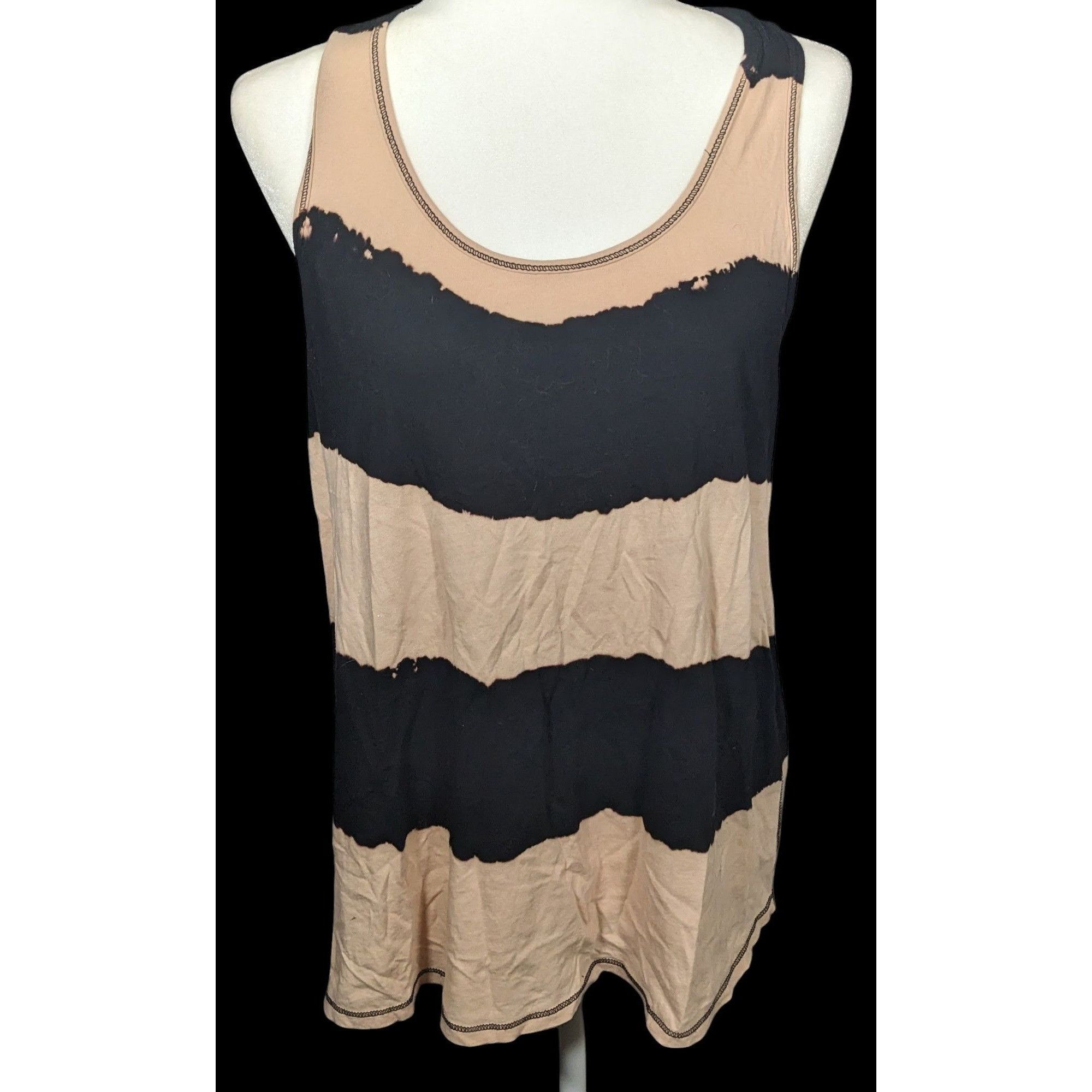 Jennifer Lopez Jennifer Lopez Black And Tan Striped Twist Back Tank Top Size M / US 6-8 / IT 42-44 - 1 Thumbnail