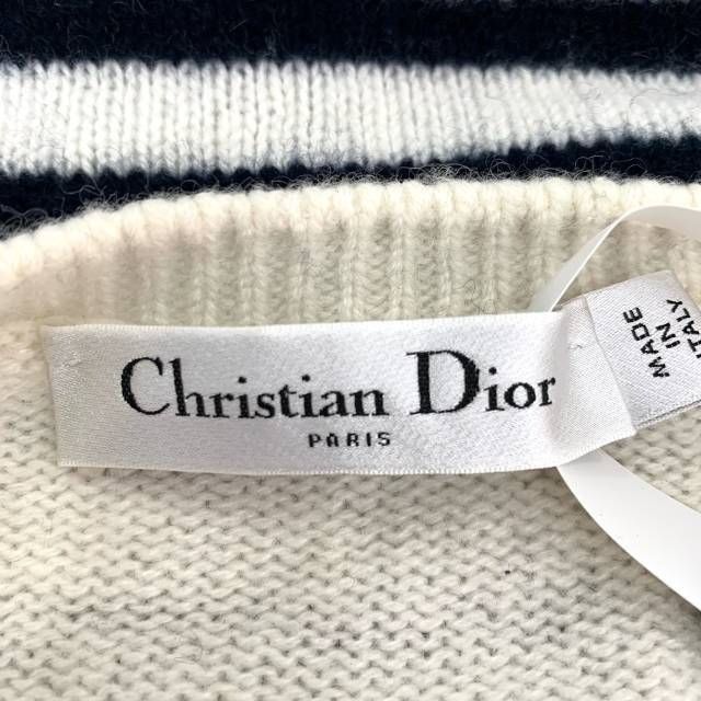 Dior Christian Dior Womens Ivory & Black Striped Wool Short Sleev Size XS / US 0-2 / IT 36-38 - 6 Thumbnail