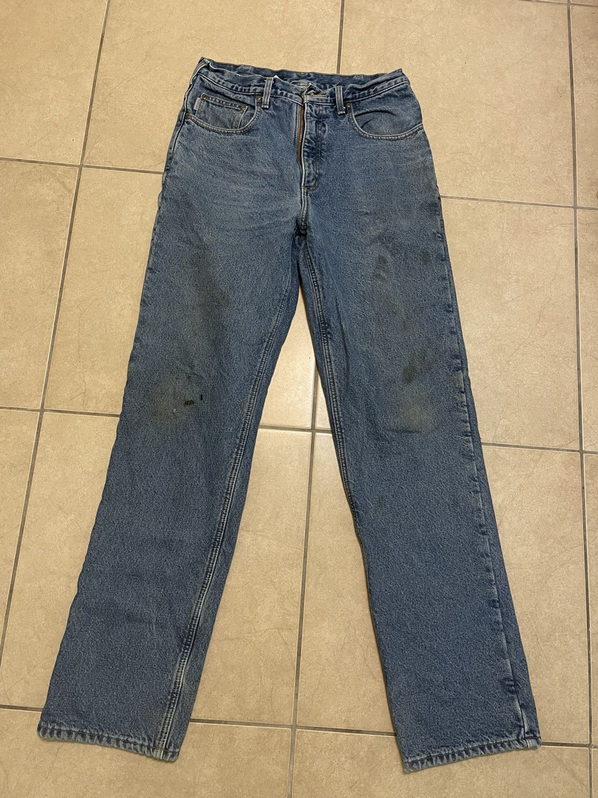 Carhartt × Carhartt Wip × Vintage VTG CARHARTT INSULATED DENIM JEANS Size US 33 - 1 Thumbnail