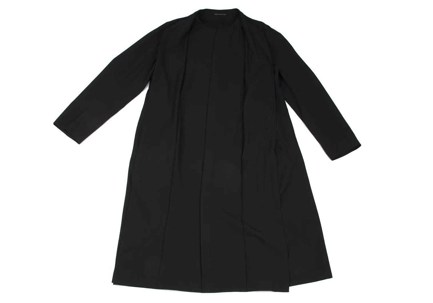 Yohji Yamamoto Yohji Yamamoto Wool Gabardine No-Collar Coat Size US XL / EU 56 / 4 - 8 Thumbnail