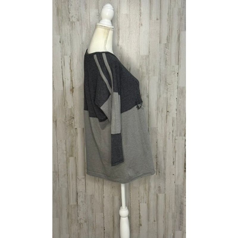Free People We The Free Women's Gray Colorblock 3/4 Sleeve Blouse Small Size S / US 4 / IT 40 - 2 Thumbnail