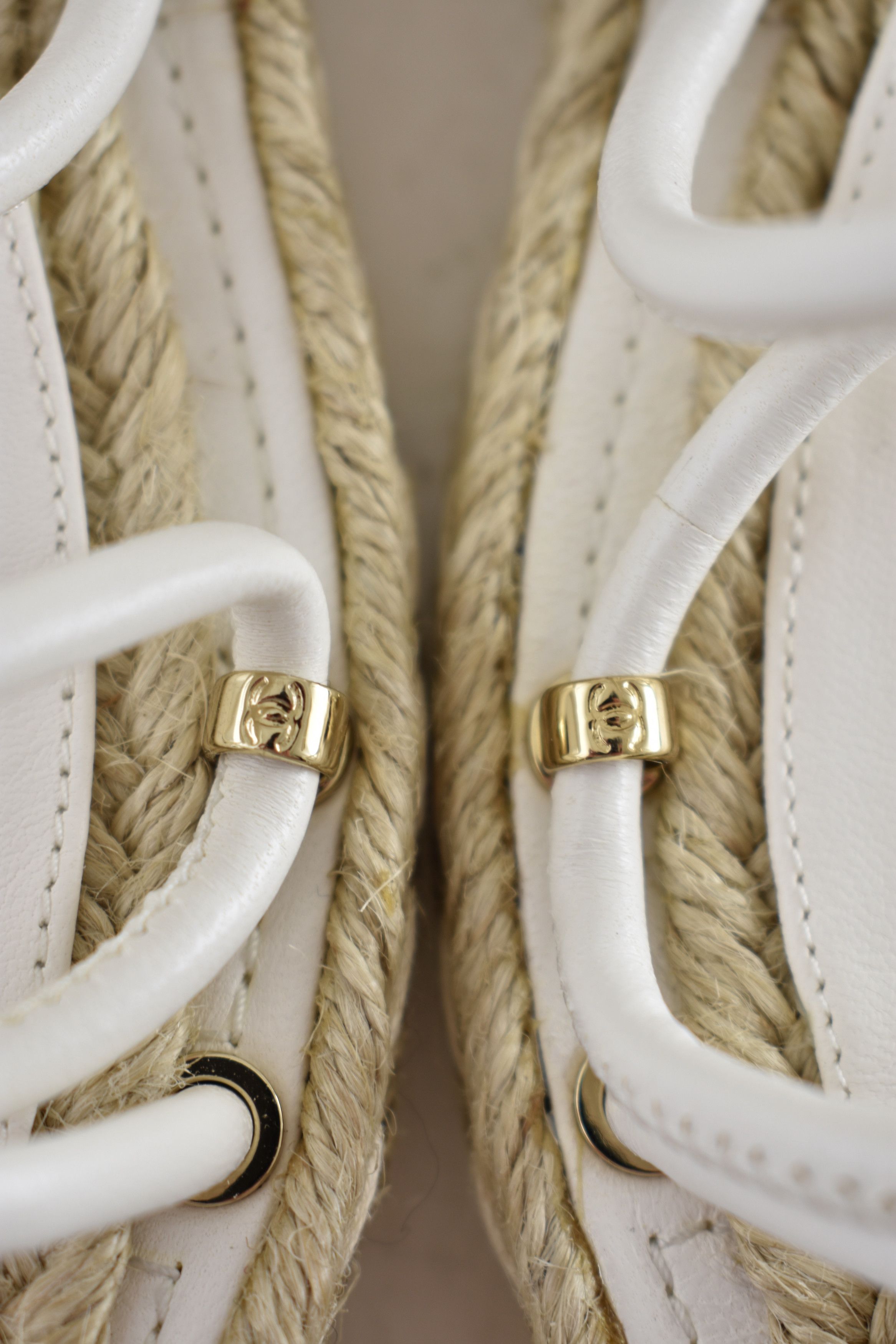 Chanel 20S CC Logo Mules Lace Up Tie Sandal Espadrille Flat 36 Size US 6 / IT 36 - 12 Thumbnail