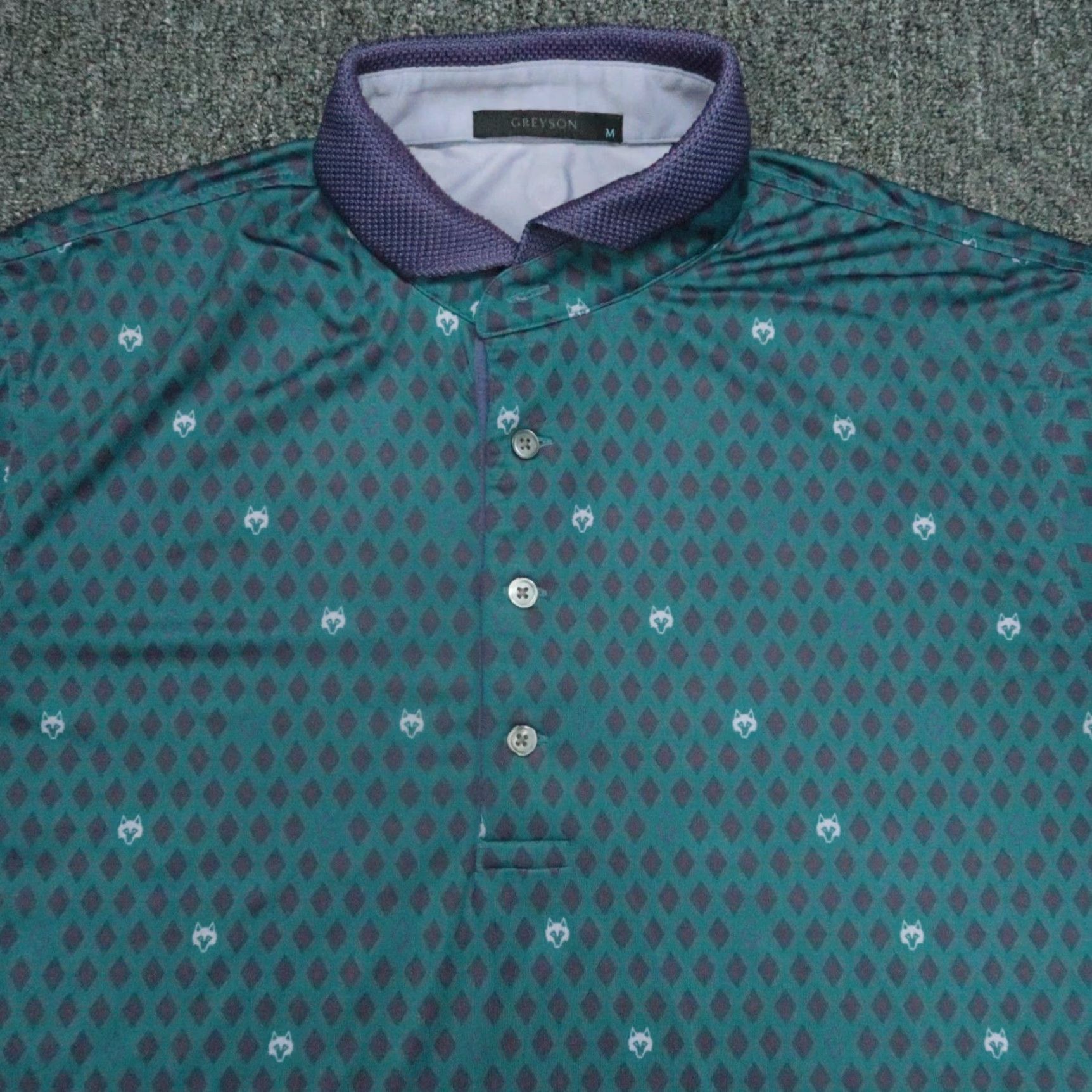 Vintage Greyson Performance Polo Shirt Mens Medium Blue Geometric Golf Activewear Size US M / EU 48-50 / 2 - 2 Thumbnail